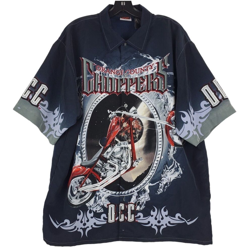 ORANGE COUNTY CHOPPERS Shirt Adult XXL Black Motorcycle Biker OCC Spell Out